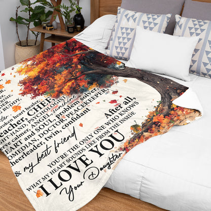 Netecom Personalized Autumn Tree To My Mother Blanket from Daughter, Custom Love Letter Throw Blanket for Couch, Bed or Sofa, Ultra Soft Warm Gift for Mother’s Birthday, Anniversary and Christmas