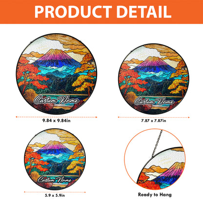 Netecom Personalized Japan Stained Glass Ornament – Mount Fuji Inspired Sun Catcher, Custom Cultural Gift & Window Decoration