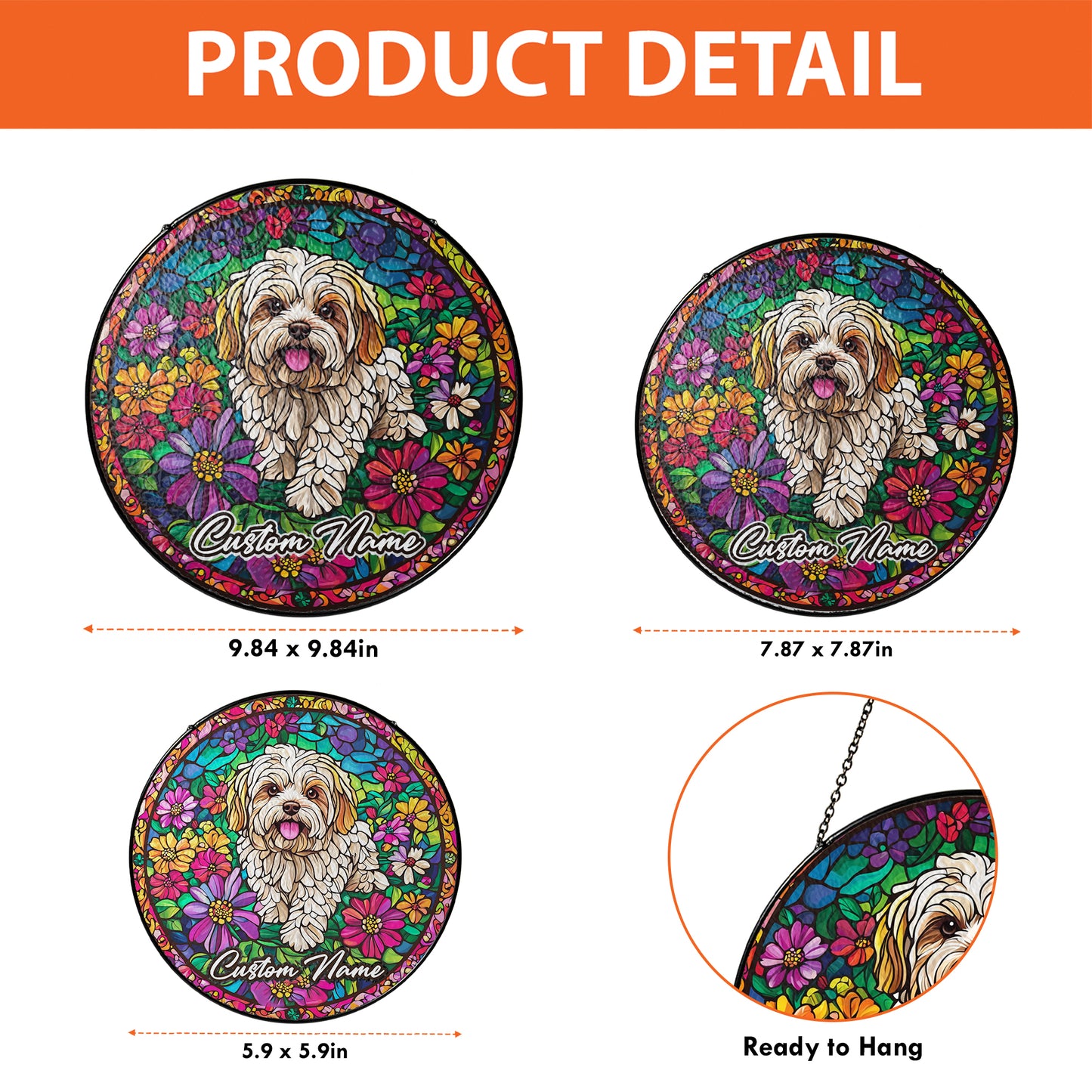 Netecom Custom Maltese Dog Stained Glass Ornament, Personalized Memorial Suncatcher, Pet Loss Sympathy Gift, Christmas Decoration