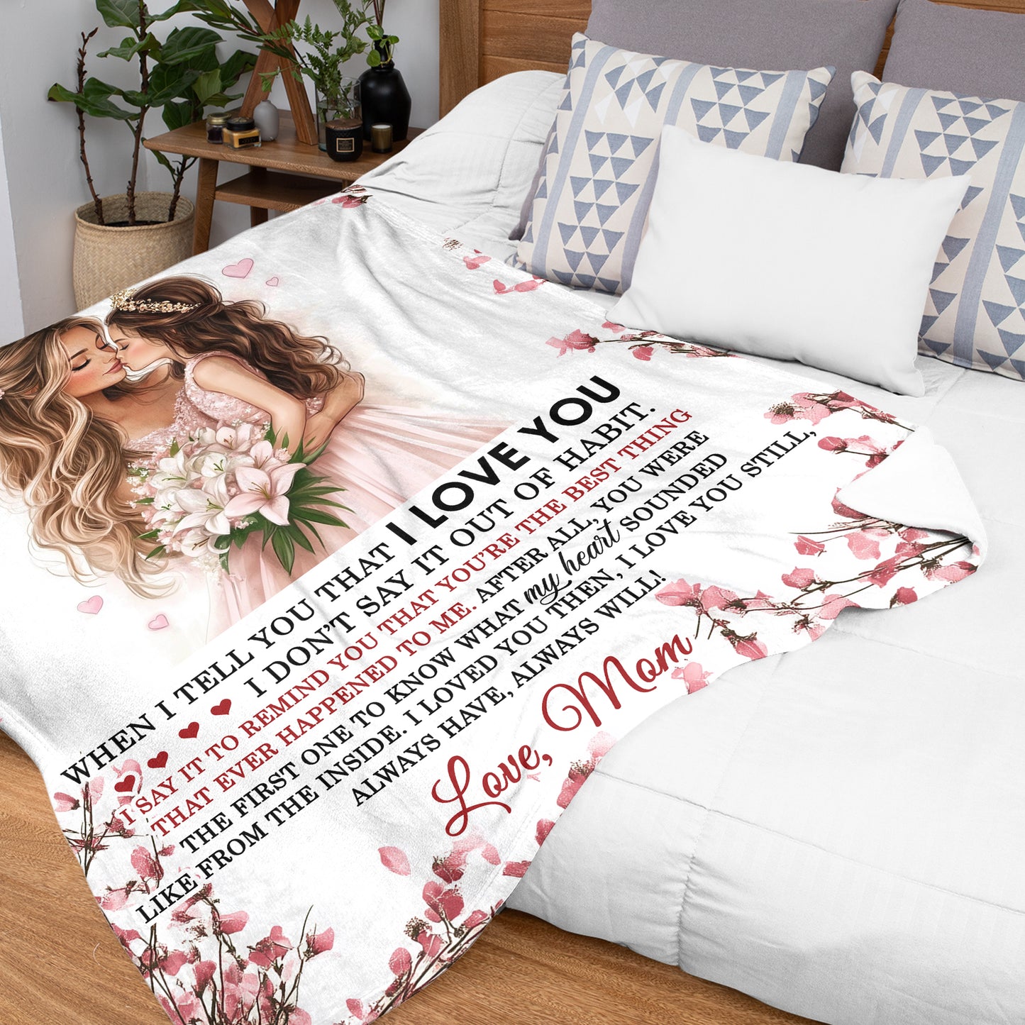 Netecom Personalized To My Daughter Blanket from Dad and Mom, Floral Love Letter Throw Blanket for Couch, Bed or Sofa, Ultra Soft Warm, Birthday Gift for Daughter, Present for Christmas, Graduation