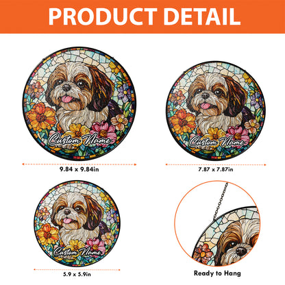 Netecom Personalized Shih Tzu Dog Ornament, Custom Stained Glass Memorial Suncatcher, Pet Loss Sympathy Gift, Christmas Decoration