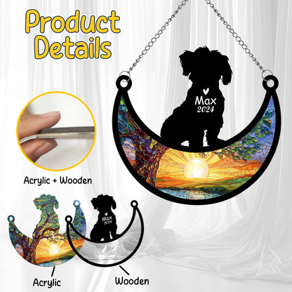 Netecom Personalized Maltese Memorial Suncatcher, Custom Maltese Ornament with Name Date, Dog Loss Sympathy Gift, Pet Loss Remembrance Gifts, Bereavement Gifts for Loss of Pet, Dog Grief Gift