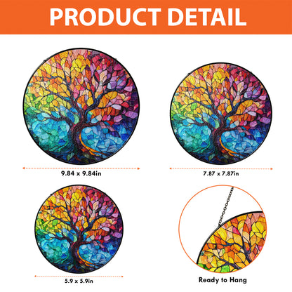 Netecom Tree of Life Stained Glass Ornament – Custom Window Hanging, Nature & Spiritual Gift, Personalized Home Décor