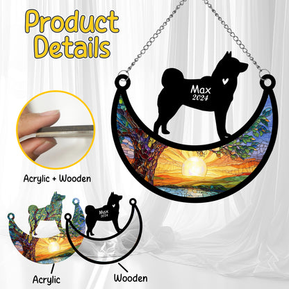 Netecom Personalized Akita Memorial Suncatcher, Custom Akita Ornament with Name Date, Dog Loss Sympathy Gift, Pet Loss Remembrance Gifts, Bereavement Gifts for Loss of Pet, Dog Grief Gift