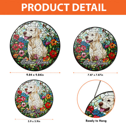 Netecom Custom Labrador Retriever Stained Glass Ornament, Personalized Pet Memorial Suncatcher, Pet Loss Sympathy Gift, Christmas Decoration