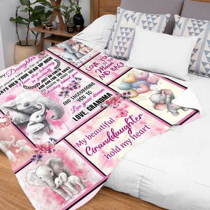 Netecom Personalized Elephant Blanket for Granddaughter from Grandma and Grandpa, Custom Love Letter Throw Blanket, Ultra Soft Warm Gift for Birthday, Christmas, Perfect for Couch, Bed, or Sofa