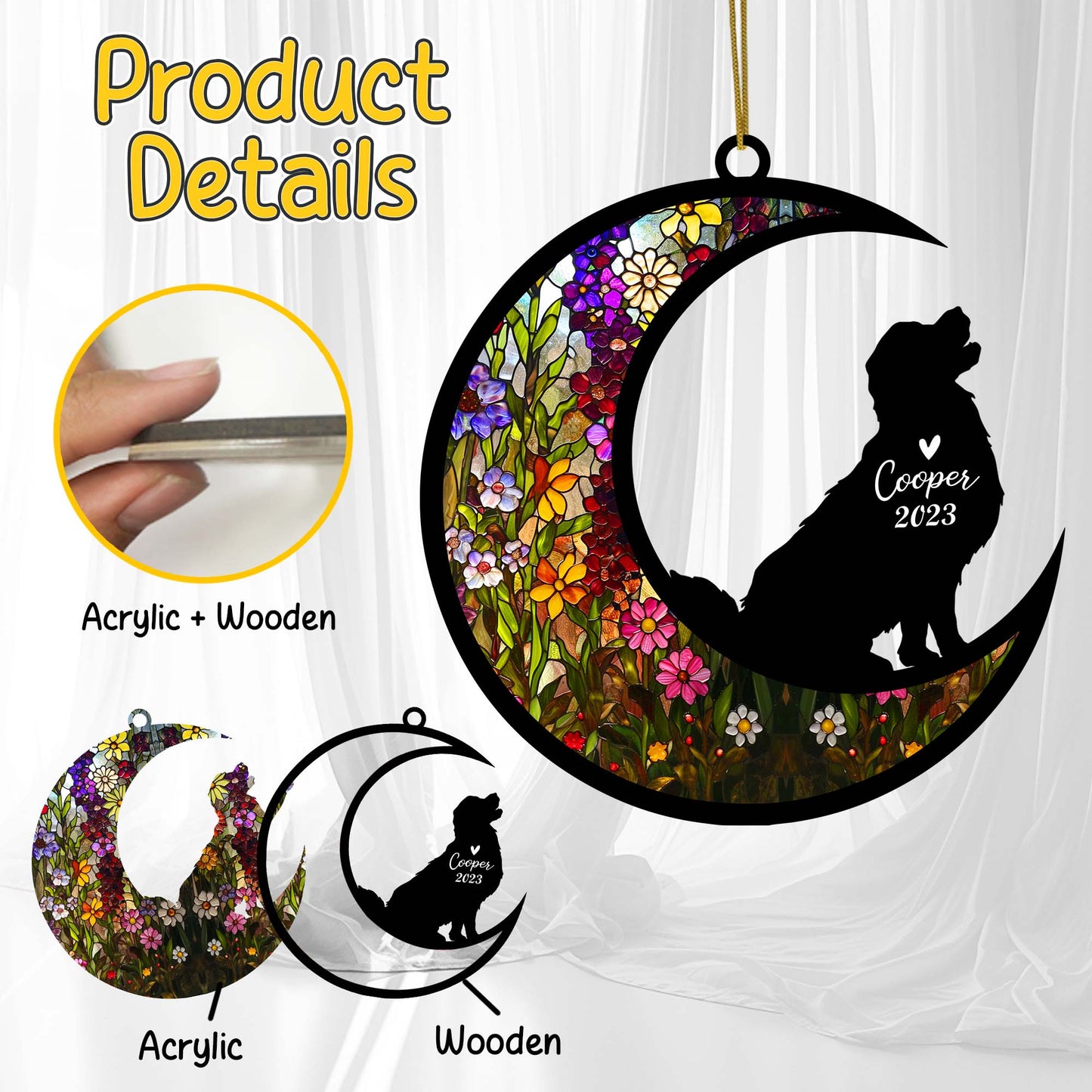 Netecom Golden Retriever Dog Memorial Suncatcher, Personalized with Name Date Dog Suncatcher, Pet Loss Suncatcher, Bereavement Gift, Dog Remembrance Gift, Loss of Pet Sympathy Gifs Dog Lovers