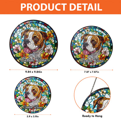 Netecom Personalized Pitbull Dog Ornament, Custom Pet Memorial Suncatcher, Pet Loss Remembrance Gift, Christmas Decoration