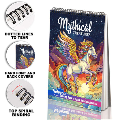 Mythical Creatures Coloring Book Spiral Bound for Adult, Softcover