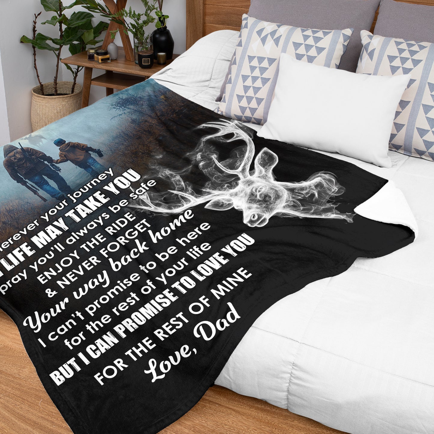 Netecom Personalized To My Son Blanket from Dad, Hunting Deer Throw Blanket for Couch, Bed or Sofa, Ultra Soft Warm, Birthday Gifts for Son, Present for Christmas, Graduation