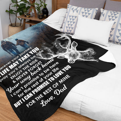 Netecom Personalized To My Son Blanket from Dad, Hunting Deer Throw Blanket for Couch, Bed or Sofa, Ultra Soft Warm, Birthday Gifts for Son, Present for Christmas, Graduation