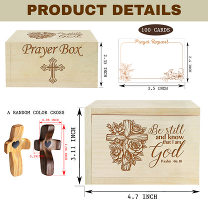 Netecom Personalized Wooden Prayer Box with 100 Prayer Request Cards & Custom Name Cross – Christian Faith Keepsake Gift for Her, Women