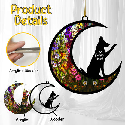 Netecom Personalized German Shepherd Dog Memorial Suncatcher Alsatian Dog Ornament with Name Date, Pet Loss Sun Catcher Bereavement Gift, Loss of Pet Sympathy Gift, Dog Remembrance Gift