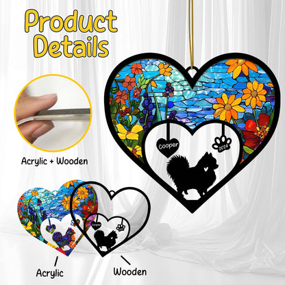 Netecom Pomeranian Memorial Suncatcher, Personalized Pom Dog Memorial with Name Date, Dog Passing Away Gift, Loss of Dog Sympathy Gift, Dog Remembrance Gift, Dog Lovers Gift