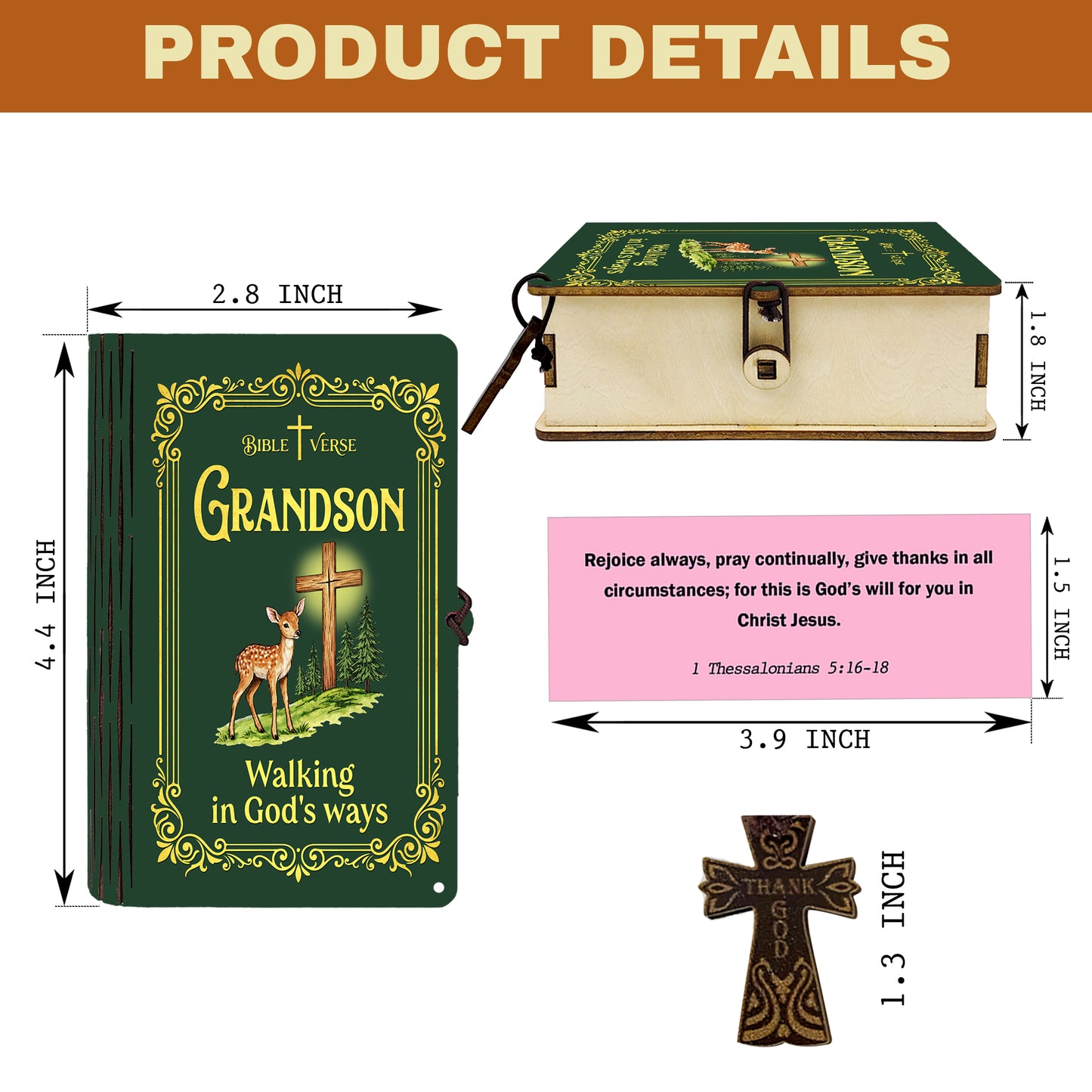 Netecom Bible Verse Box for Grandson – 150 Color-Coded Scripture Cards with Mini Cross, Christian Faith Keepsake for Daily Prayer, Encouragement & Spiritual Guidance