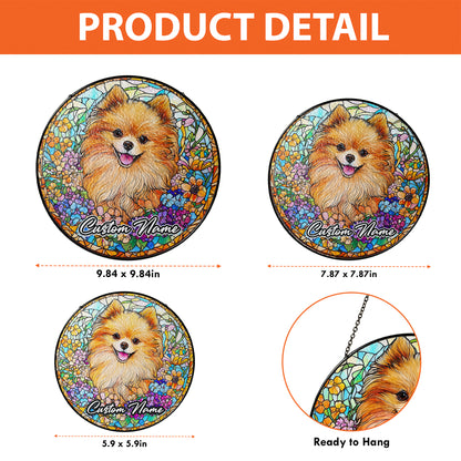 Netecom Personalized Pomeranian Dog Ornament, Custom Pet Memorial Suncatcher, Pet Loss Remembrance Gift, Christmas Decoration