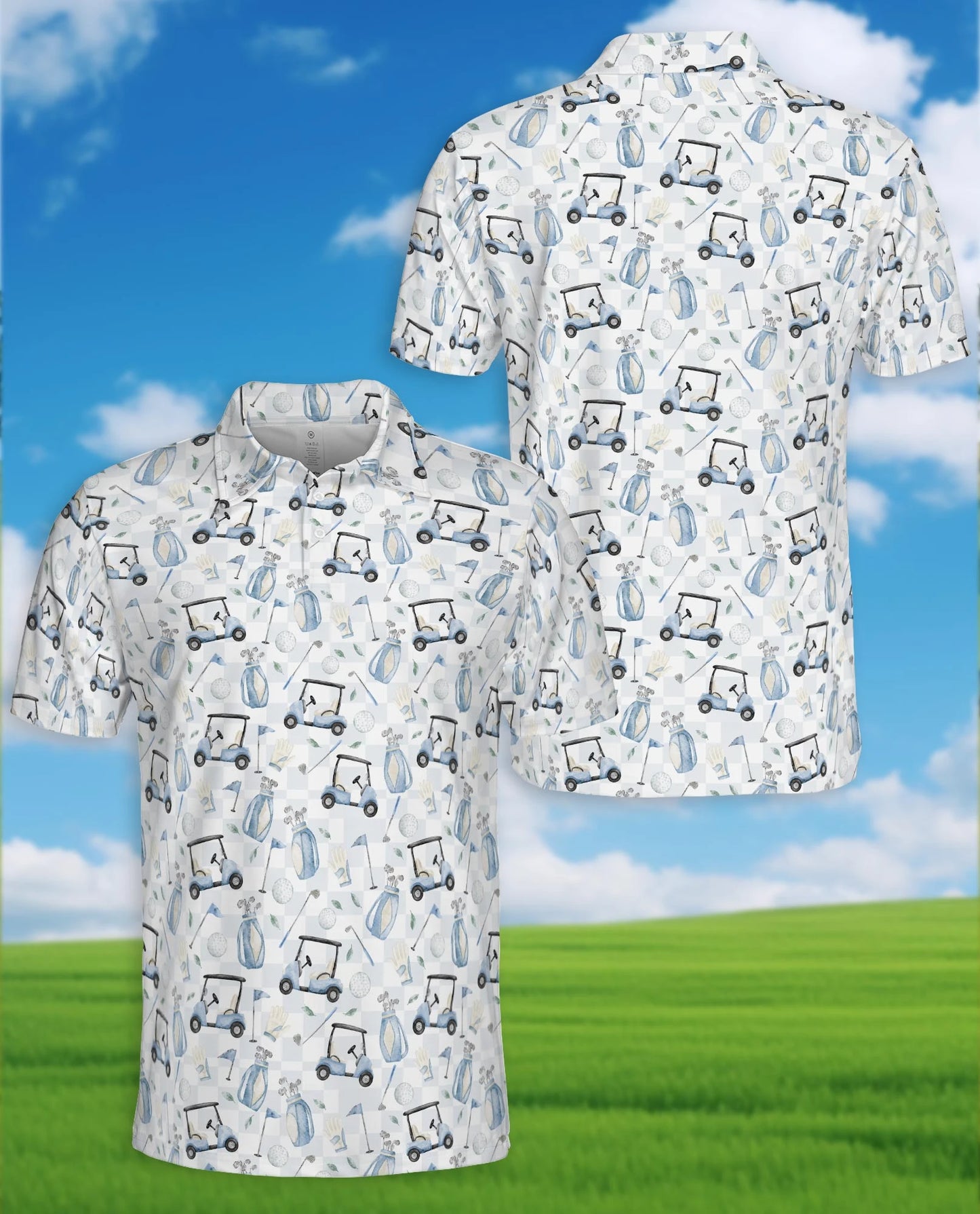 Watercolor Golf Seamless Pattern Polo Shirt for Men – Artistic Sport Style | Netecom