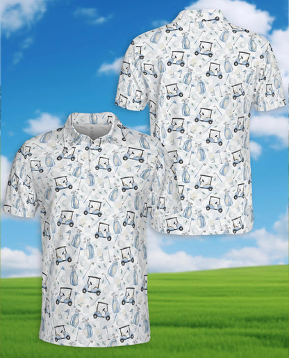 Watercolor Golf Seamless Pattern Polo Shirt for Men – Artistic Sport Style | Netecom