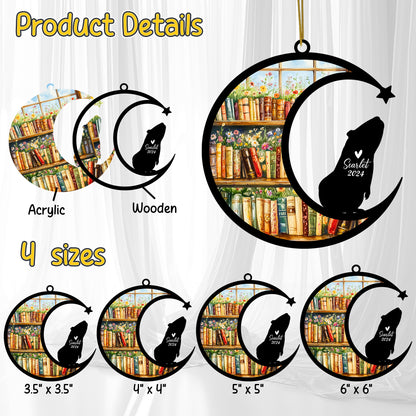Netecom Personalized Guinea Pig Suncatcher for Windows Hanging, Custom Pet Sun Catcher Ornament with Name Date, Unique Gifts for Book Lovers, Reader Teacher Librarian Bookworm