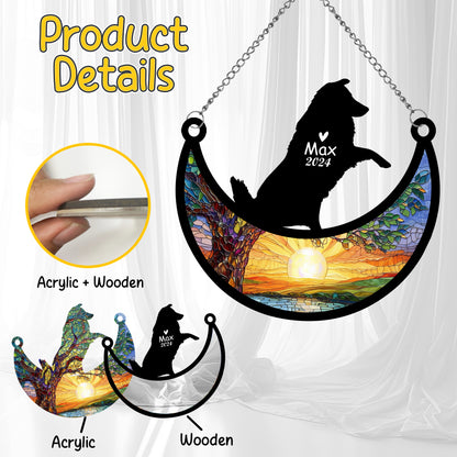 Netecom Personalized Australian Shepherd Memorial Suncatcher, Custom Dog Ornament with Name Date, Dog Loss Sympathy Gift, Pet Loss Remembrance Gifts, Bereavement Gifts for Loss of Pet