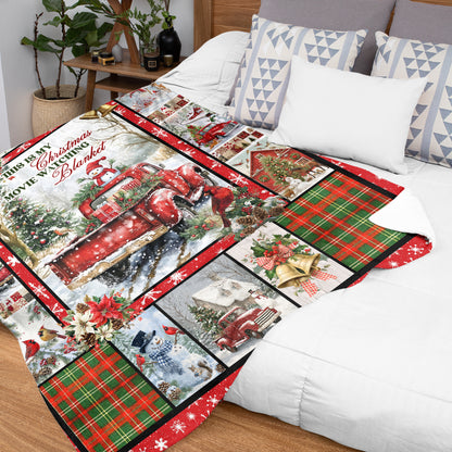 Netecom Red Truck Christmas Blanket, Holiday Movie Watching Throw Blanket for Couch, Bed or Sofa, Ultra Soft Warm Gift for Christmas and Cozy Winter