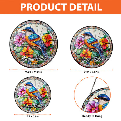 Netecom Custom Bird Stained Glass Ornament, Personalized Memorial Suncatcher, Pet Loss Remembrance Gift, Christmas Decoration
