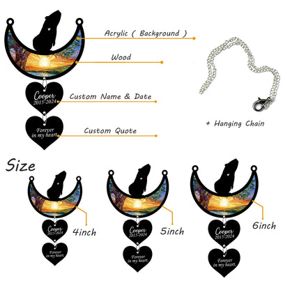 Netecom Personalized Guinea Pig Moon Heart Memorial Suncatcher, Custom Guinea Pig Ornament with Name Date, Pet Loss Sympathy Gift, Pet Remembrance Keepsake