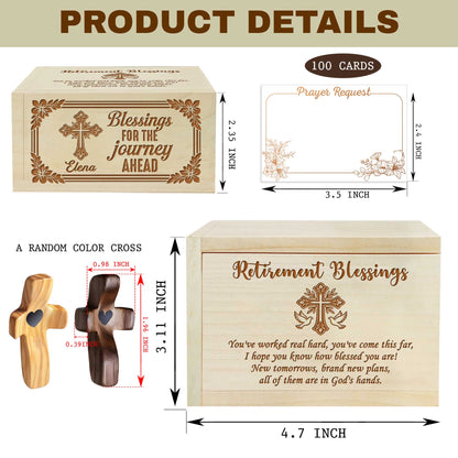 Netecom Retirement Prayer Box with Personalized Name on Cross, Christian Gift for Daily Reflection and Spiritual Encouragement