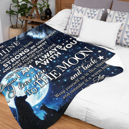 Netecom Personalized Wolf To My Amazing Son Blanket from Mom, Custom Moon and Wolf Throw Blanket for Couch, Bed or Sofa, Ultra Soft Warm Gift for Son’s Birthday, Anniversary and Christmas