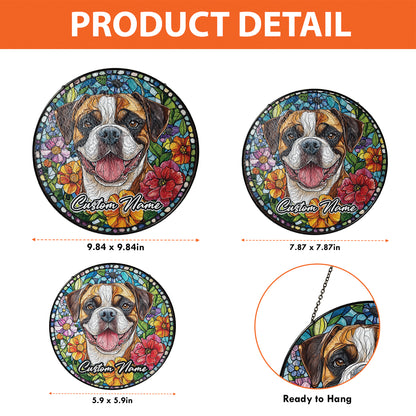Netecom Personalized Boxer Dog Memorial Ornament, Custom Stained Glass Sun Catcher, Pet Loss Remembrance Gift, Christmas Decoration