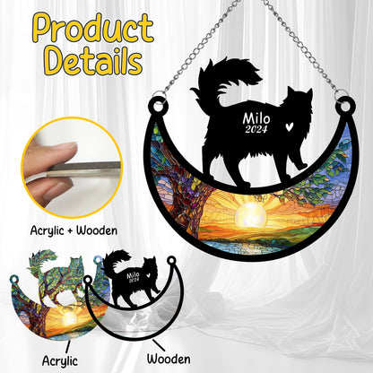 Netecom Personalized Maine Coon Cat Memorial Suncatcher, Custom Cat Ornament with Name Date, Loss of Pet Sympathy Suncatcher Gifts for Cat Lovers, Remembrance Gifts for Loss of Pet