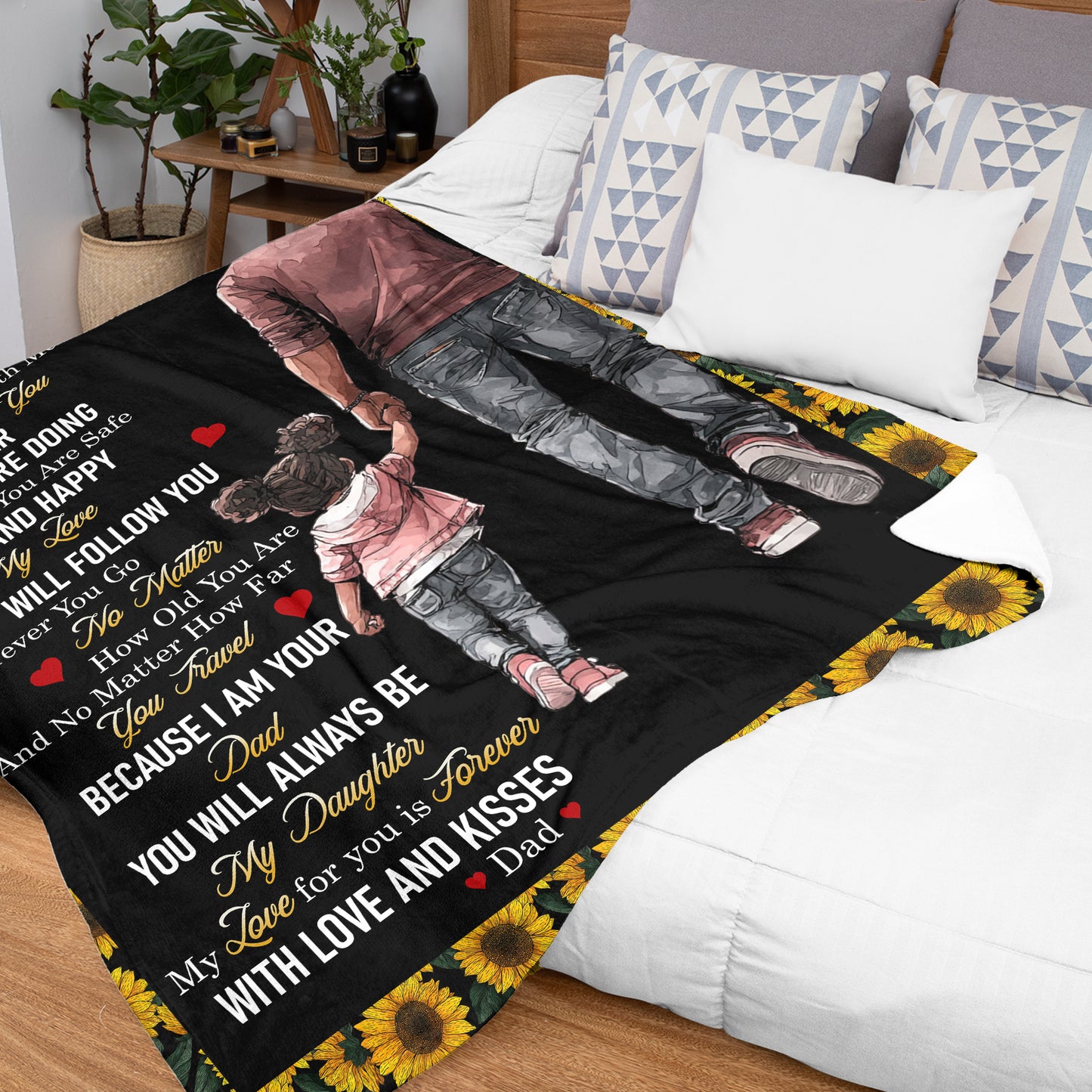 Netecom Personalized To My Daughter Blanket from Dad, Ultra Soft Cozy Plush Throw Blanket for Couch, Bed or Sofa, Birthday Gift for Daughter, Present for Christmas, Graduation