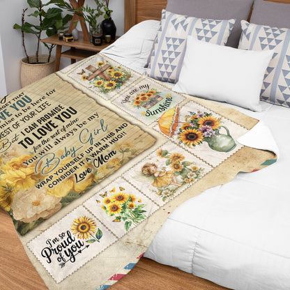 Netecom Personalized To My Daughter Blanket from Mom and Dad, Sunflower Throw Blanket with Love Message, Birthday Gifts for Daughter, Christmas or Graduation, Cozy Blanket for Couch, Bed, or Sofa