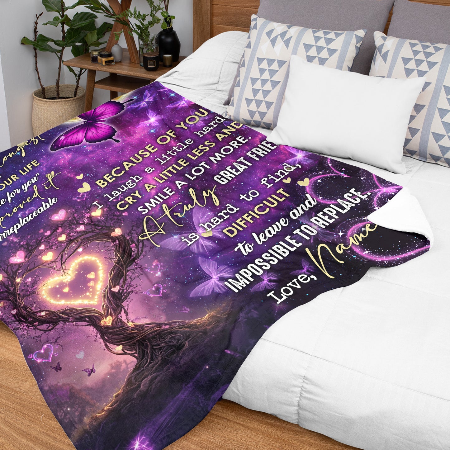 Netecom Personalized To My Best Friend Blanket, Custom Butterfly and Moon Throw Blanket for Couch, Bed or Sofa, Ultra Soft Warm Gift for Best Friend’s Birthday and Christmas