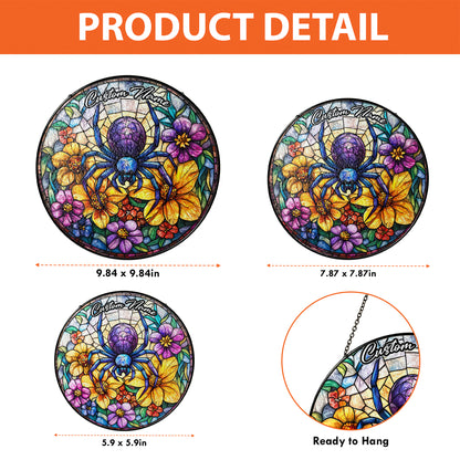 Netecom Custom Spider Stained Glass Ornament, Personalized Memorial Suncatcher, Pet Loss Sympathy Gift, Christmas Decoration