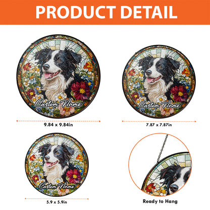 Netecom Custom Border Collie Dog Stained Glass Ornament, Personalized Pet Memorial Suncatcher, Pet Loss Sympathy Gift, Christmas Decoration