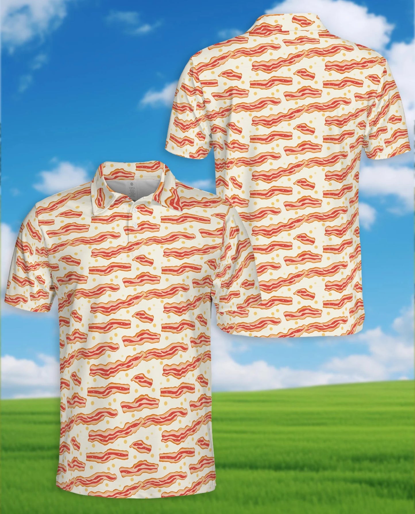 Bacon Pattern Polo Shirt for Men – Funny Food Lover Style | Netecom