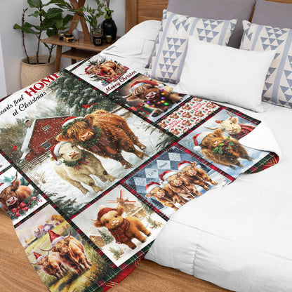 Netecom Christmas Highland Cow Blanket, Festive Winter Farmhouse Throw Blanket for Couch, Bed or Sofa, Ultra Soft Warm Gift for Holiday and Christmas