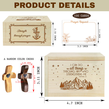 Netecom Personalized Prayer Box with Custom Name Cross, 100 Prayer Request Cards, Christian Gift for Daily Faith and Spiritual Reflection