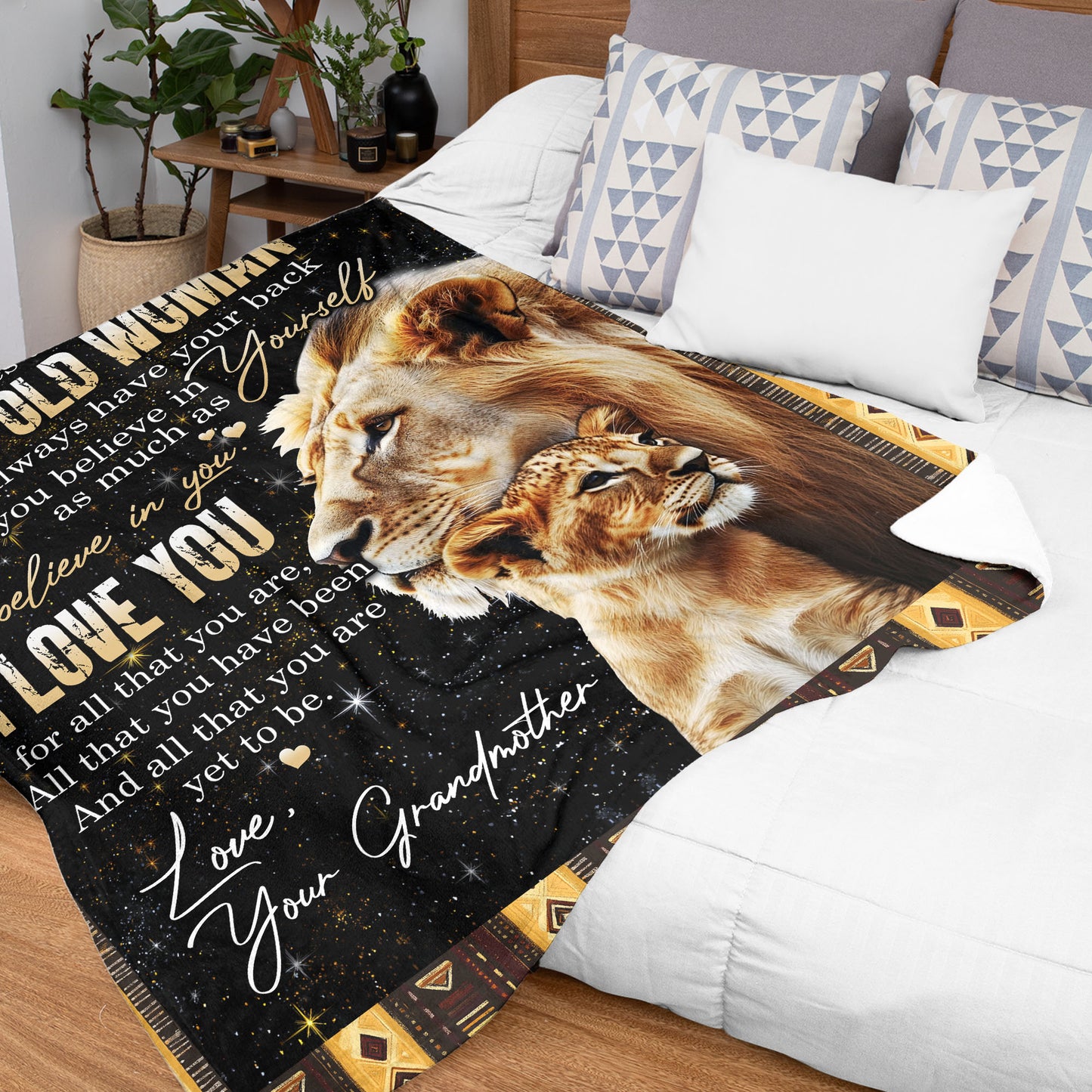 Netecom Personalized To My Granddaughter Blanket from Grandma and Grandpa, Lion Love Letter Throw Blanket for Couch, Bed or Sofa, Ultra Soft Warm, Birthday Gifts for Granddaughter, Christmas