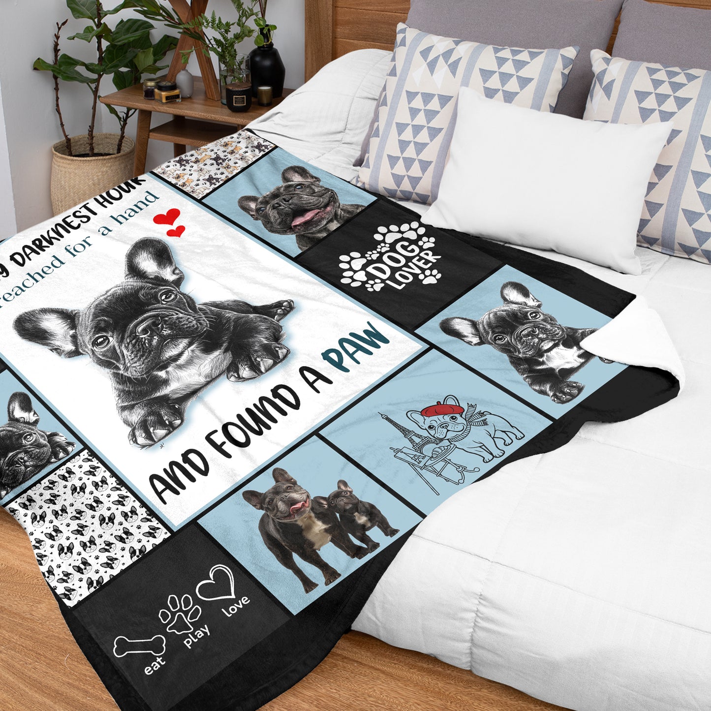 Netecom French Bulldog Blanket for Dog Lovers, Cute Cartoon and Realistic Frenchie Throw Blanket for Couch, Bed or Sofa, Pet Lover Gift, Graduation, Present for Christmas or Anniversary