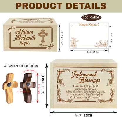 Netecom Personalized Retirement Prayer Box with Custom Name on Box and Cross, Christian Faith Gift for Reflection and Spiritual Encouragement