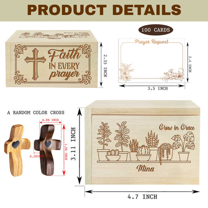 Netecom Personalized Maple Wood Prayer Box with Custom Name Cross, Faith-Inspired Scripture Box with 100 Prayer Request Cards, Christian Gift for Daily Prayer & Reflection