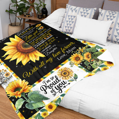 Netecom Personalized To My Daughter Blanket from Mom, Sunflower Throw Blanket for Couch, Bed or Sofa, Ultra Soft Warm, Birthday Gifts for Daughter, Christmas, Graduation