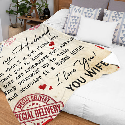 Netecom Personalized To My Husband Blanket from Wife, Romantic Love Letter Throw Blanket for Couch, Bed or Sofa, Ultra Soft Warm, Wedding Anniversary, Birthday or Valentine’s Day