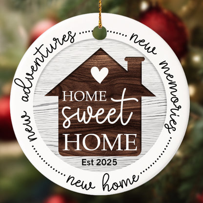 Netecom New Home Christmas Ornament 2025, Sweet Home Ceramic Ornament for Xmas Tree Hanging Decorations Gift, Housewarming Gift Ideas for Couple Women Men Homeowners, Holiday Party Present