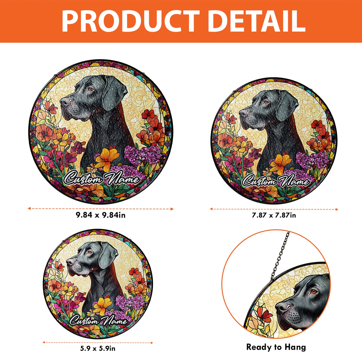 Netecom Personalized Great Dane Dog Ornament, Custom Pet Memorial Sun Catcher, Pet Loss Remembrance Gift, Christmas Decoration