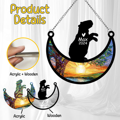 Netecom Personalized Capybara Memorial Suncatcher, Custom Capybara Ornament with Name Date, Pet Loss Remembrance Gifts, Sympathy Gift for Loss of Pet, Bereavement Gifts for Loss of Pet, Grief Gift