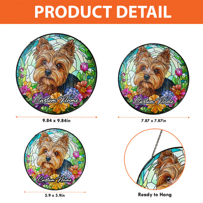 Netecom Personalized Yorkshire Terrier Dog Ornament, Custom Memorial Suncatcher, Pet Loss Remembrance Gift, Christmas Decoration