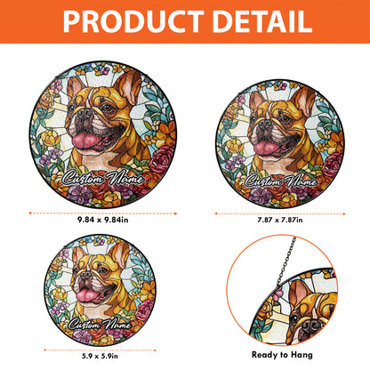 Netecom Personalized French Bulldog Ornament, Custom Memorial Suncatcher, Pet Loss Remembrance Gift, Christmas Decoration